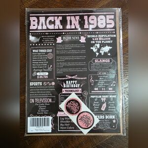 1985 Retro Birthday Card/Envelope & Stickers, X large Birthday Card, 1985 Girl